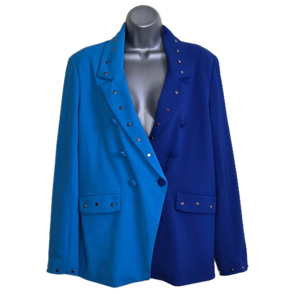 BBJ Los Angeles Custom Studded Two-Tone Blue Blazer Jacket Size S